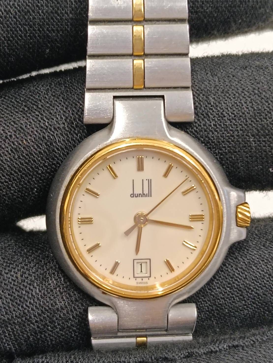 中古品】Dunhill 腕時計 ミレニアム デイト 白文字盤 ダンヒル 現状品