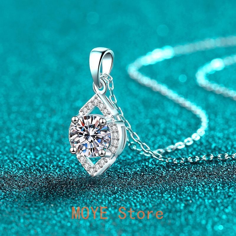 [MomentWish] モアサナイト ネックレス レディース 1カラット モアッサナイト シンプル シルバー 925 ペンダント 誕生日 記念日 プレゼン モアッサナイト ネックレス ペンダント 1ct シルバー925 レディー 普段