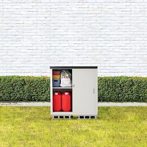 迅速に発送 グリーンライフ GREEN LIFE 物置 日本製 サビに強い 屋外 小型 棚板 鍵付き 棚板調整 可動棚 棚板耐荷重25 kg 底板耐荷重50 幅89×奥行47×高さ92 cm ライトグレー 倉庫 収納庫 HS-92 19571 fad