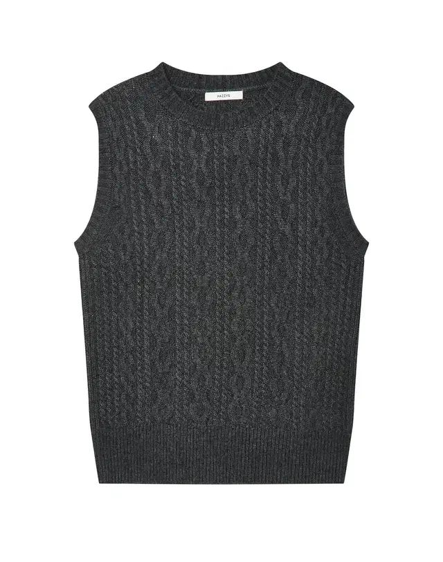 HAZZYS へジス レディース ケーブル ニット ベスト チャコールグレー 90