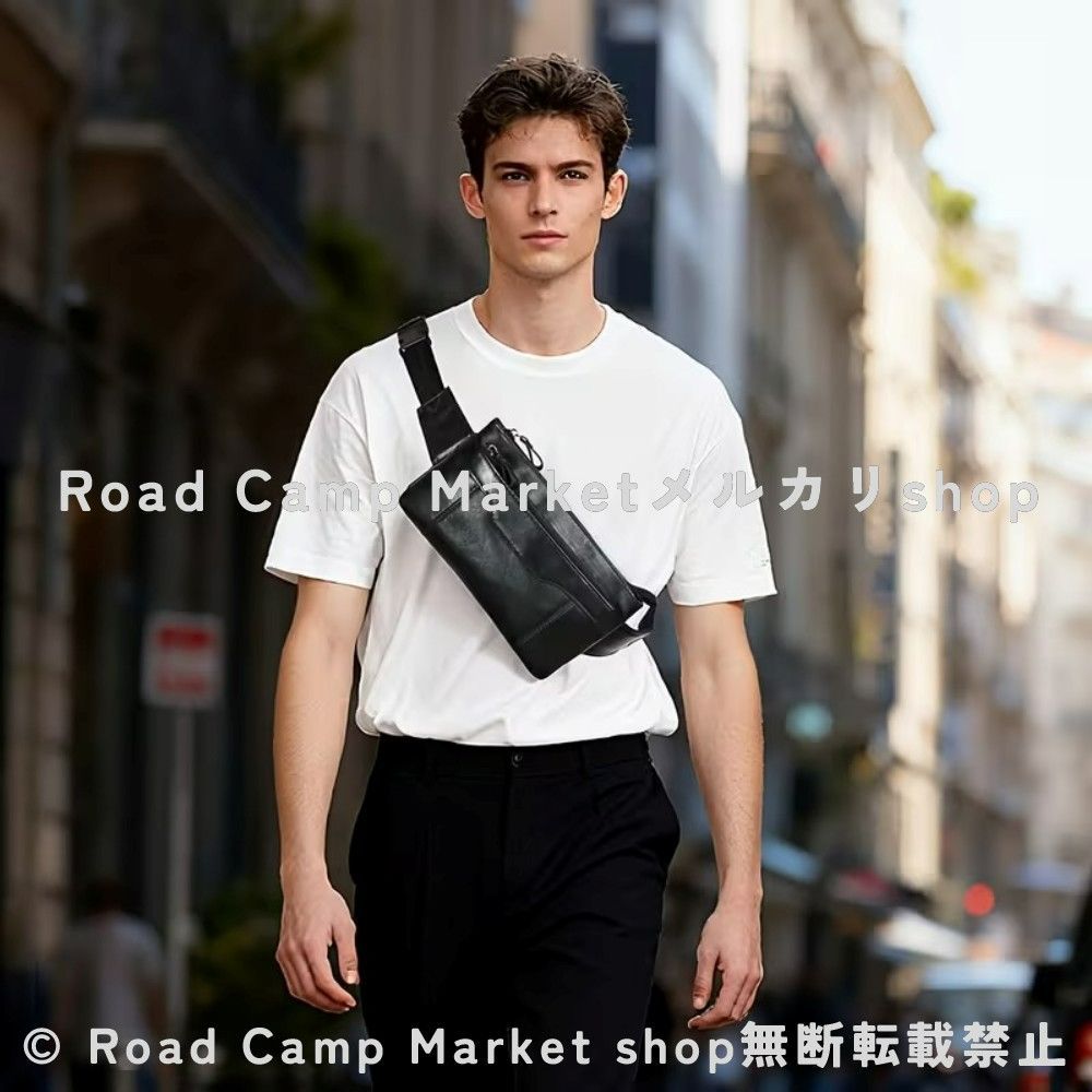 クロスボディバッグ メンズ 本革 チェストバッグ バックパック 高耐久 ウエストバッグ 旅行 通勤 アウトドア ジッパー付き ゴールドトーン金具 キャンプ アウトドア用 ヘビーデューティ 日常使い 耐久性 多機能デザイン レザー 男性へのギフト