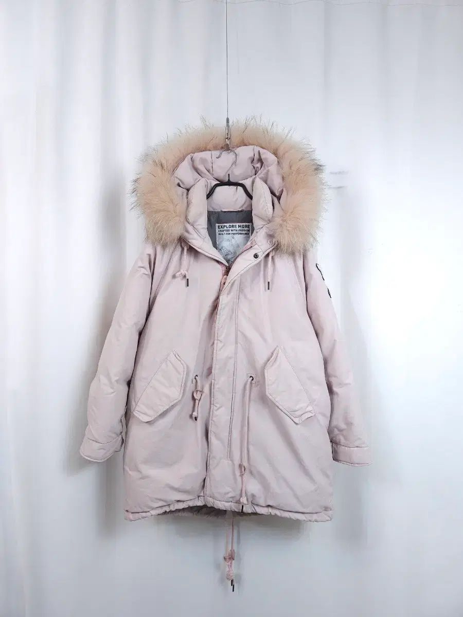 ジープ ピンク ファー フード ダウン アウター