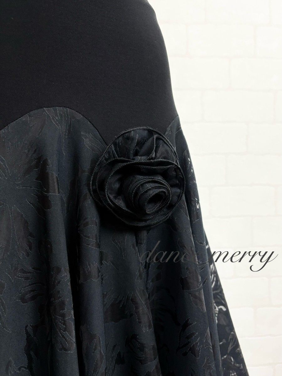 新品 豪華 社交ダンス 黒 スカート パーティ 2303 タンゴ ワルツ