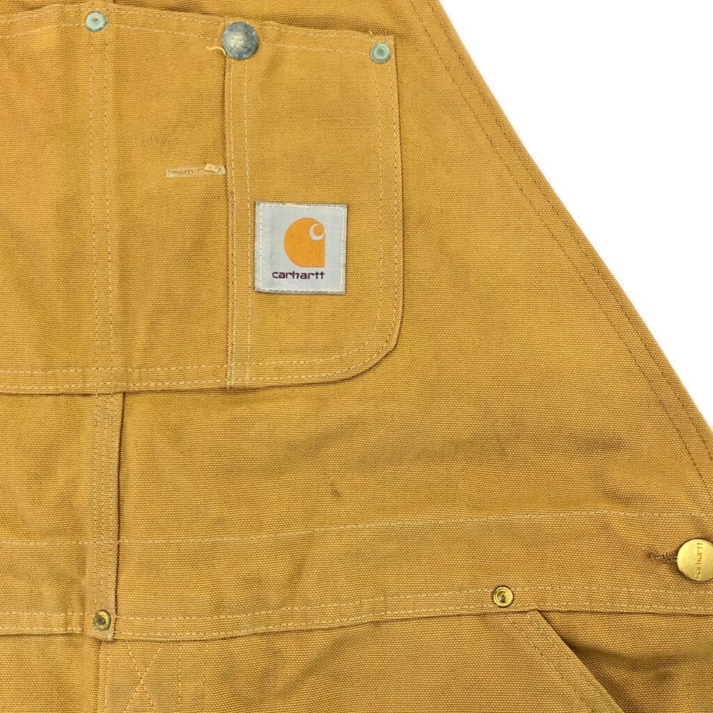  90年代 Carhartt カーハート ダック ダブルニー ビブオーバーオール 大きいサイズ ブラウン メンズ W 42 L 32 古着 X 1013 その他 メンズ