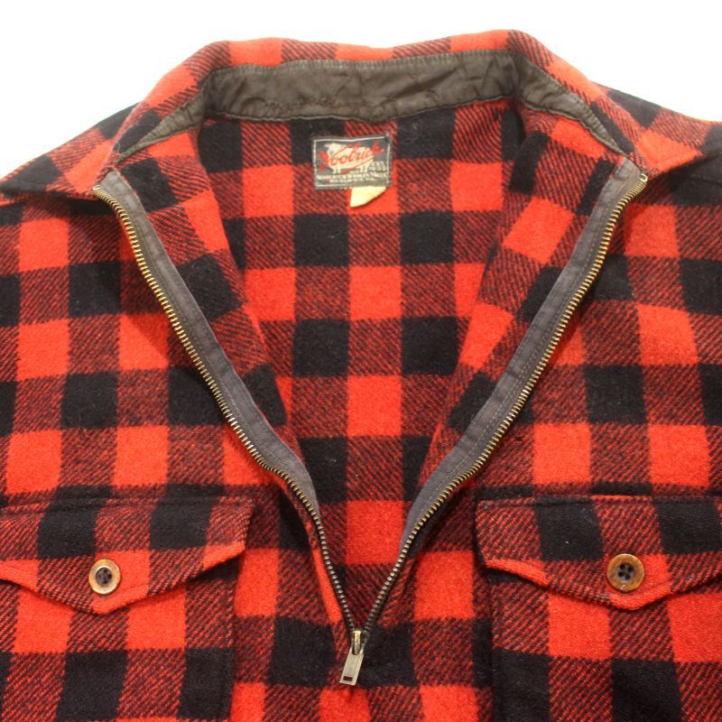 ビンテージ　70s Woolrich ハーフジップ　ジャケット　シャツ　チェック ビンテージ 70s Woolrich ハーフジップ ジャケット シャツ チェック 70