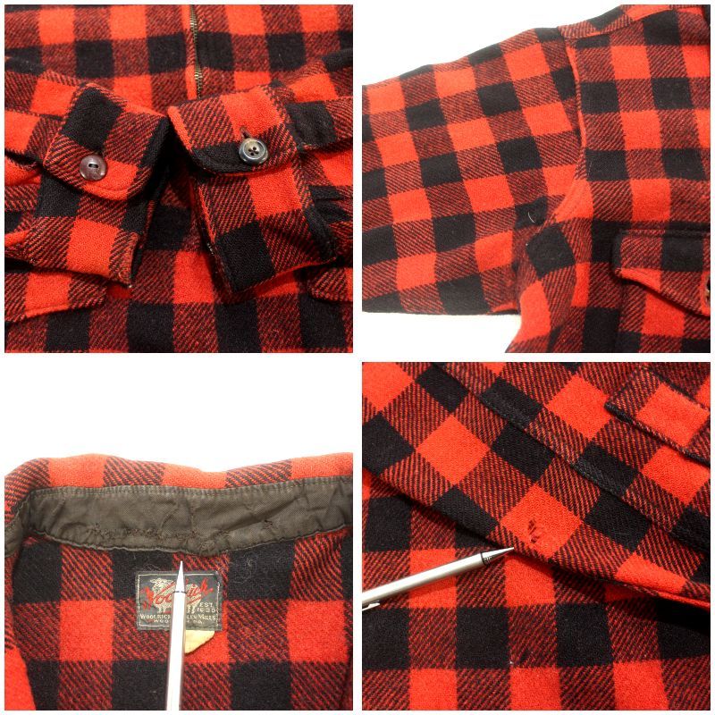 ビンテージ 70s Woolrich ハーフジップ ジャケット シャツ チェック 70