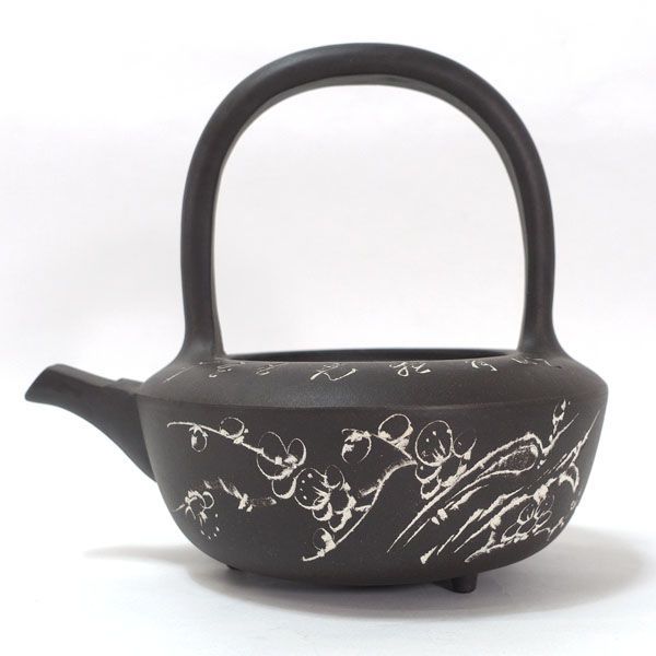 中国宣興 ◇【中国茶器】中国宣興/白梅 茶器セット（急須 湯呑4