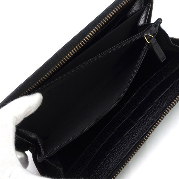 GUCCI / グッチ ◇GGマーモント ラウンドファスナー長財布 ブラック 