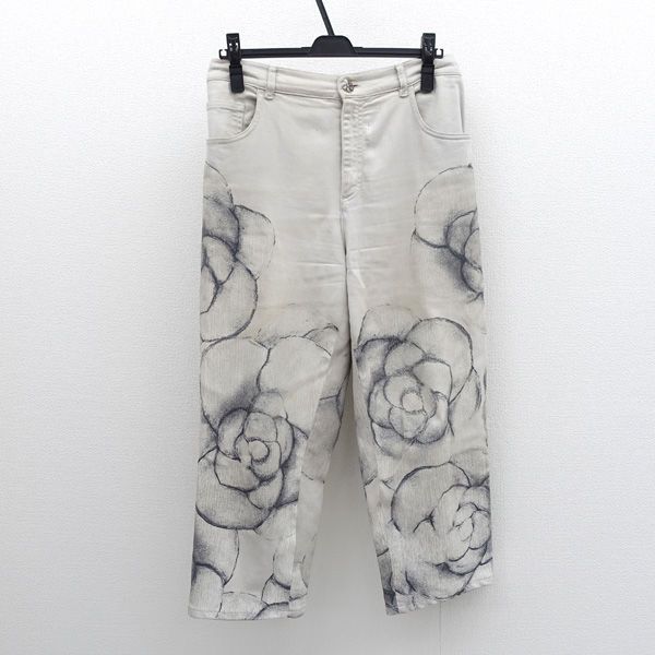 CHANEL | シャネル ◆カメリアプリント バギー ワイド パンツ グレー レディース|ガールズ|LADY|女性|婦人 ブランド