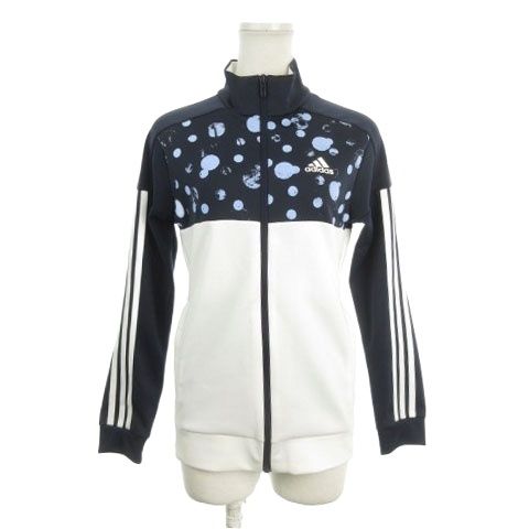 アディダス adidas ジャージ ジャケット 160 白 ホワイト 紺 ネイビー