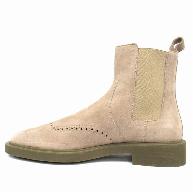 ♥ エルメス HERMES Ebony エボニー サイドゴア ショート ブーツ シューズ 靴 スエード レザー サイズ42.5 27.5 cm ベージュ メンズ 12