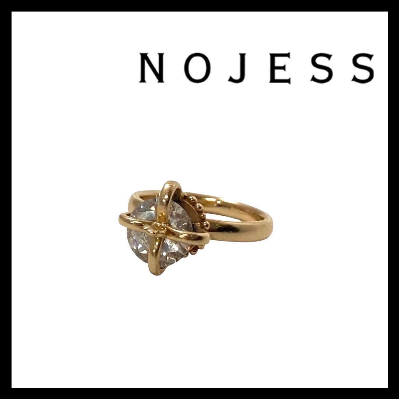 M NOJESS クラウン モチーフ リング K 10 ゴールド|金 総重量約3.7 g 約9号 1 P キュービックジルコニア 王冠 指輪 ノジェス