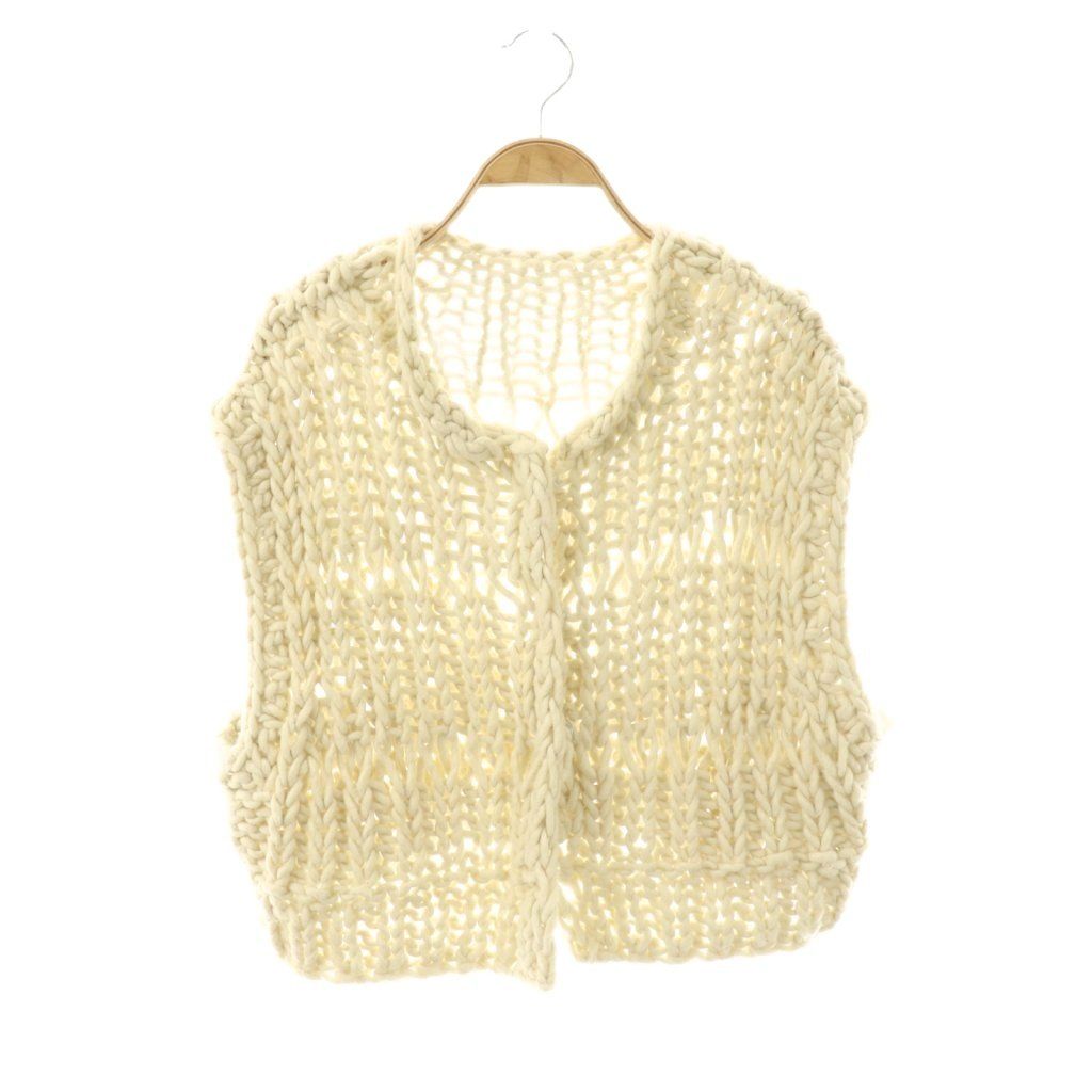 トゥデイフル 23 AW Chunky Hand Knitvest ニットベスト 透かし編み F アイボリー |CX OS