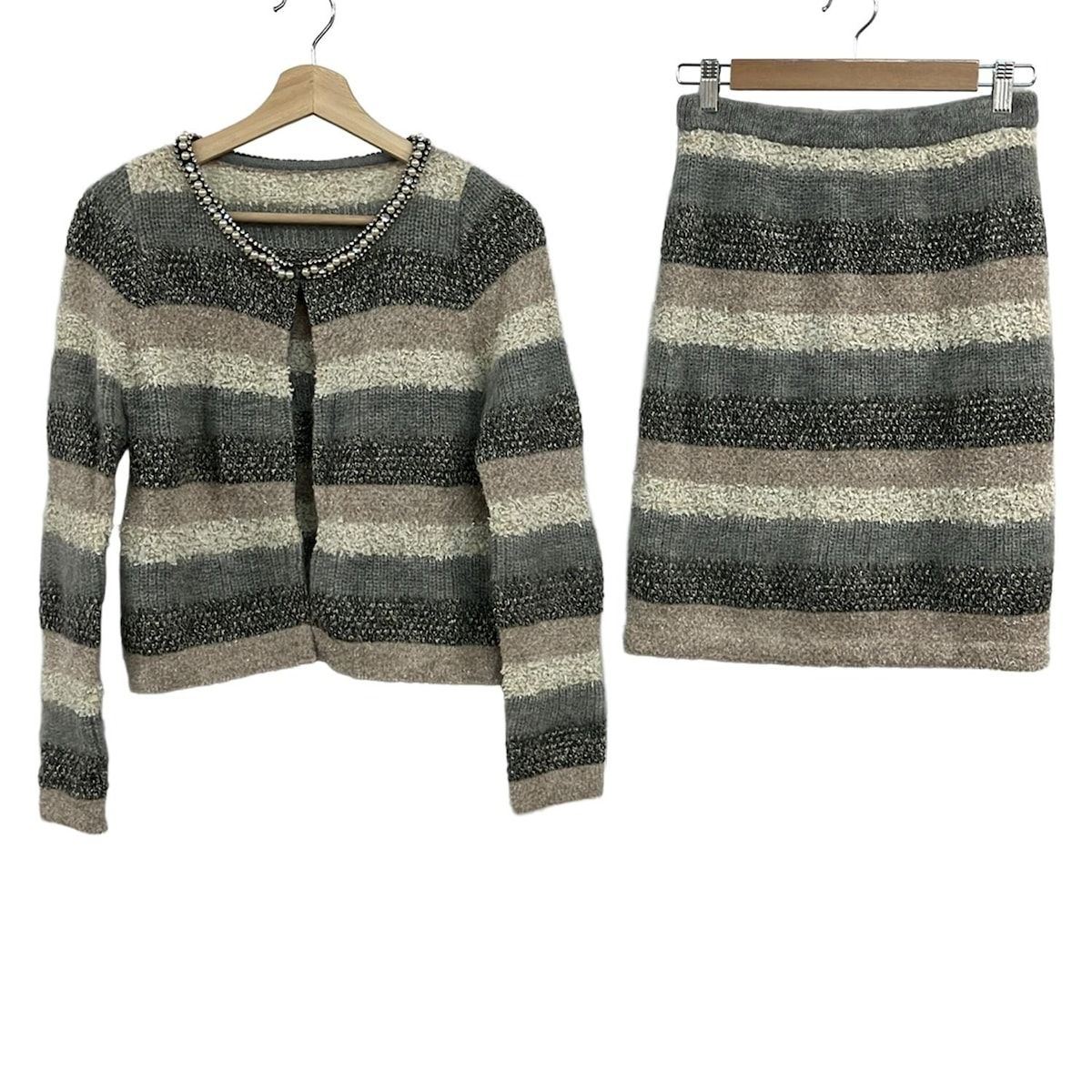 GRACE CONTINENTAL グレースコンチネンタル スカートセットアップ レディース - グレー×ベージュ×マルチ