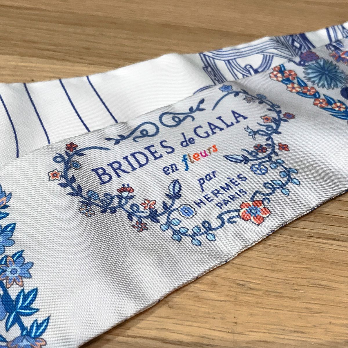  ツイリー エルメス ブリッドドゥガラアンフルール＆アイライナー グリパール ブルージーン ブラン 148 バンダナ スカーフ 小物