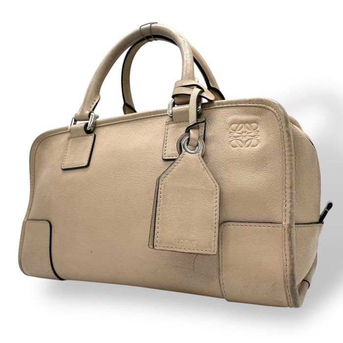 LOEWE ロエベ アマソナ ミニ ボストン ハンドバッグ レザー ベージュ シルバー金具 アナグラム C 8