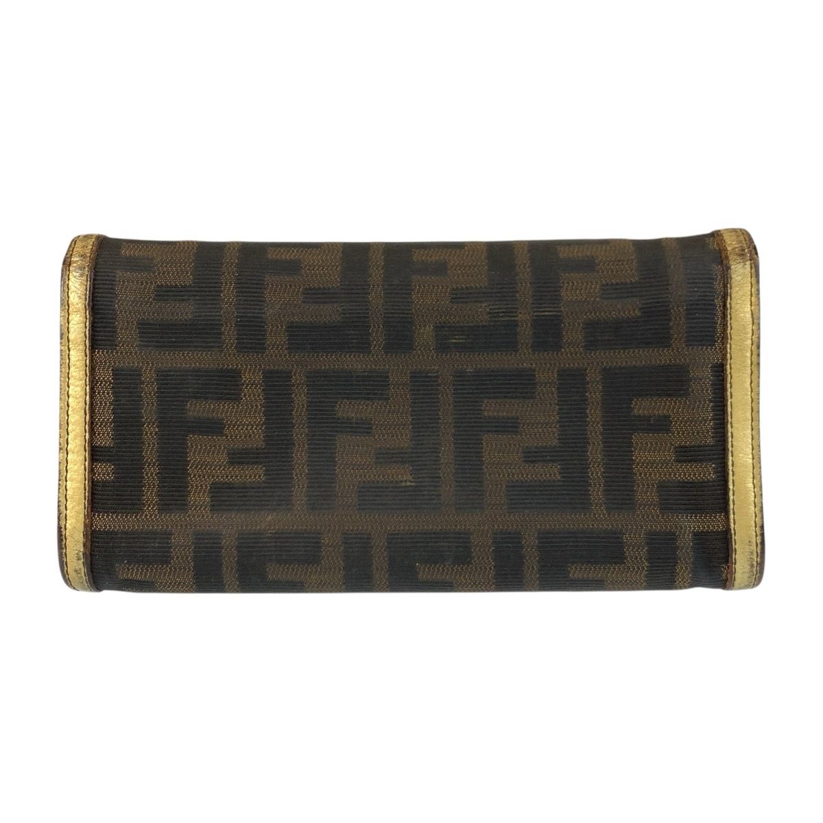 FENDI フェンディ ズッカ がま口 ブラウン ゴールド金具 キャンバス /レザー 2270 01692 089 折り財布 コンパクトウォレット レディース 600045 【中古】 FENDI フェンディ ズッカ ブラウン ゴールド キャンバス 2270-8M0000