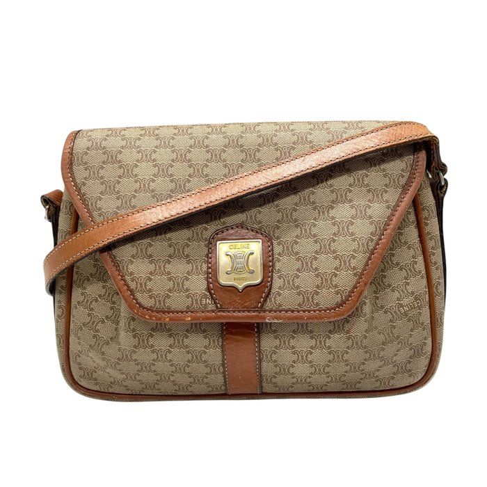 CELINE セリーヌ トリオンフ マカダム ショルダーバッグ PVC レザー  