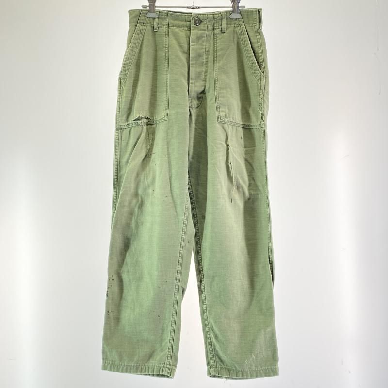 72 s US ARMY 中期 コットンサテンベイカーパンツ 実寸73 カーキ 17