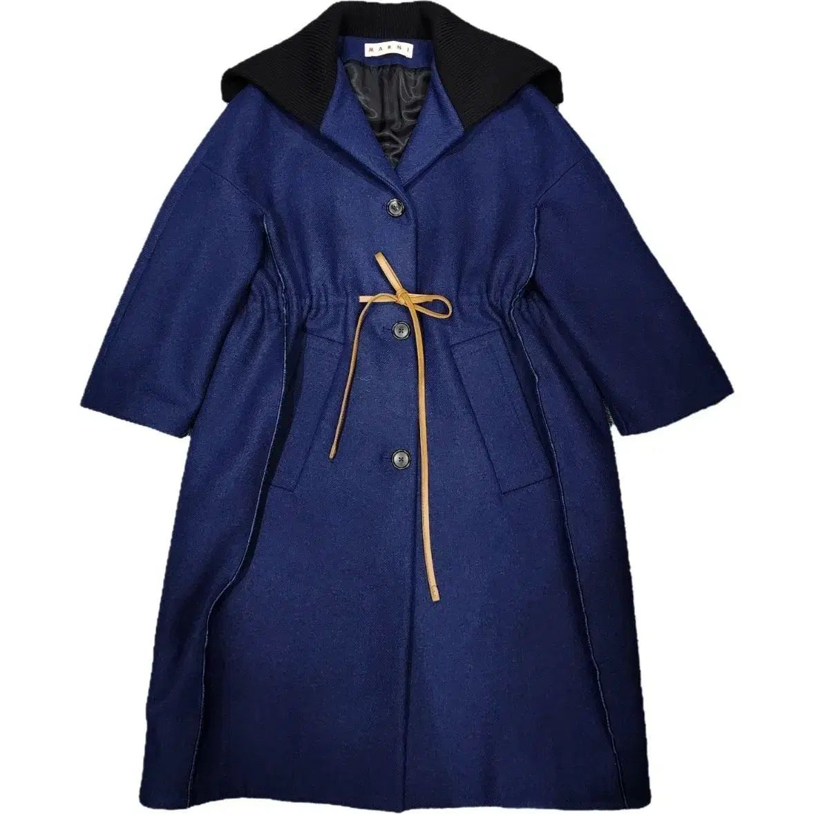 マルニ リブド ニット カラ ウール ロング コート 42