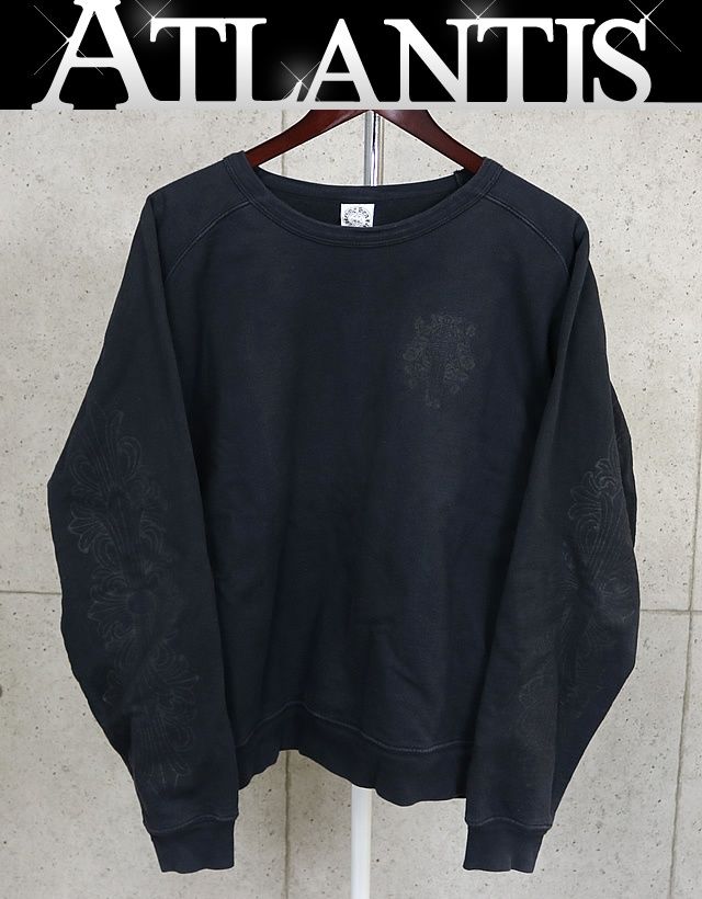 CHROME HEARTS クロムハーツ 袖フローラル クルーネック スウェット メンズ size M 黒 101615