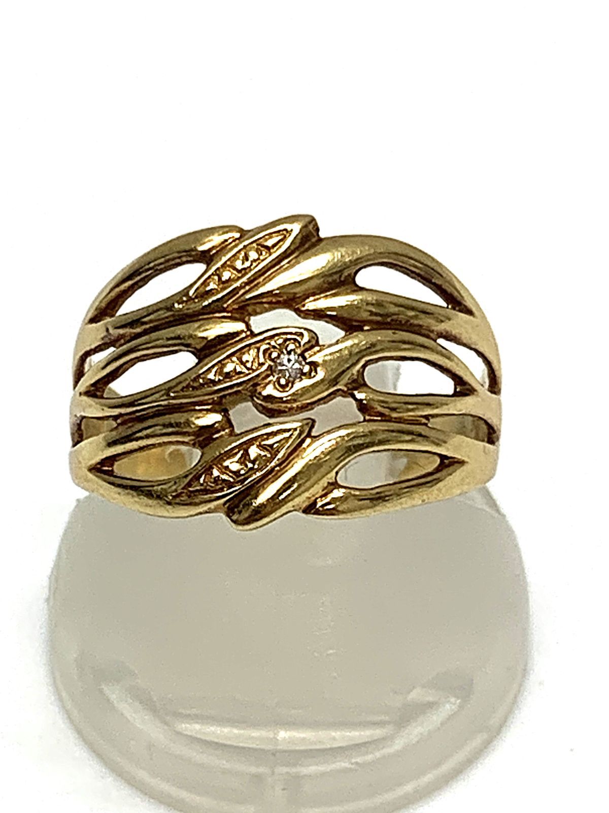 K 18 デザイン ダイヤモンド 総計 0.01ｃｔ リング 指輪 ＃8 2.7ｇ 8号 18金