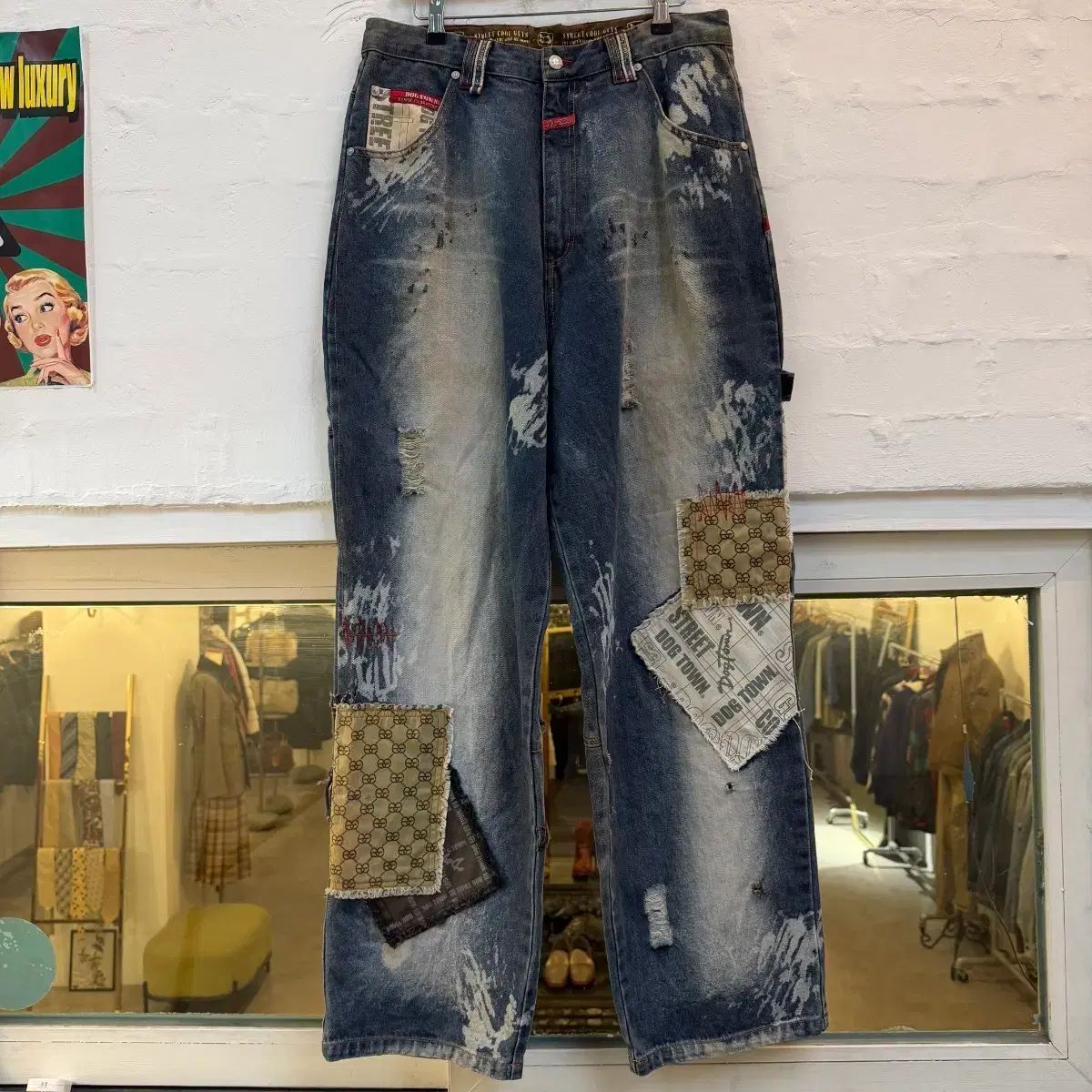 Dog Town vtg パッチ デザイン カーペンター バギー デニム ジーン L