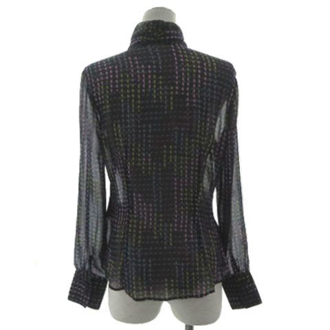 ナラカミーチェ NARA CAMICIE ジオメトリックプリントフリルシフォン