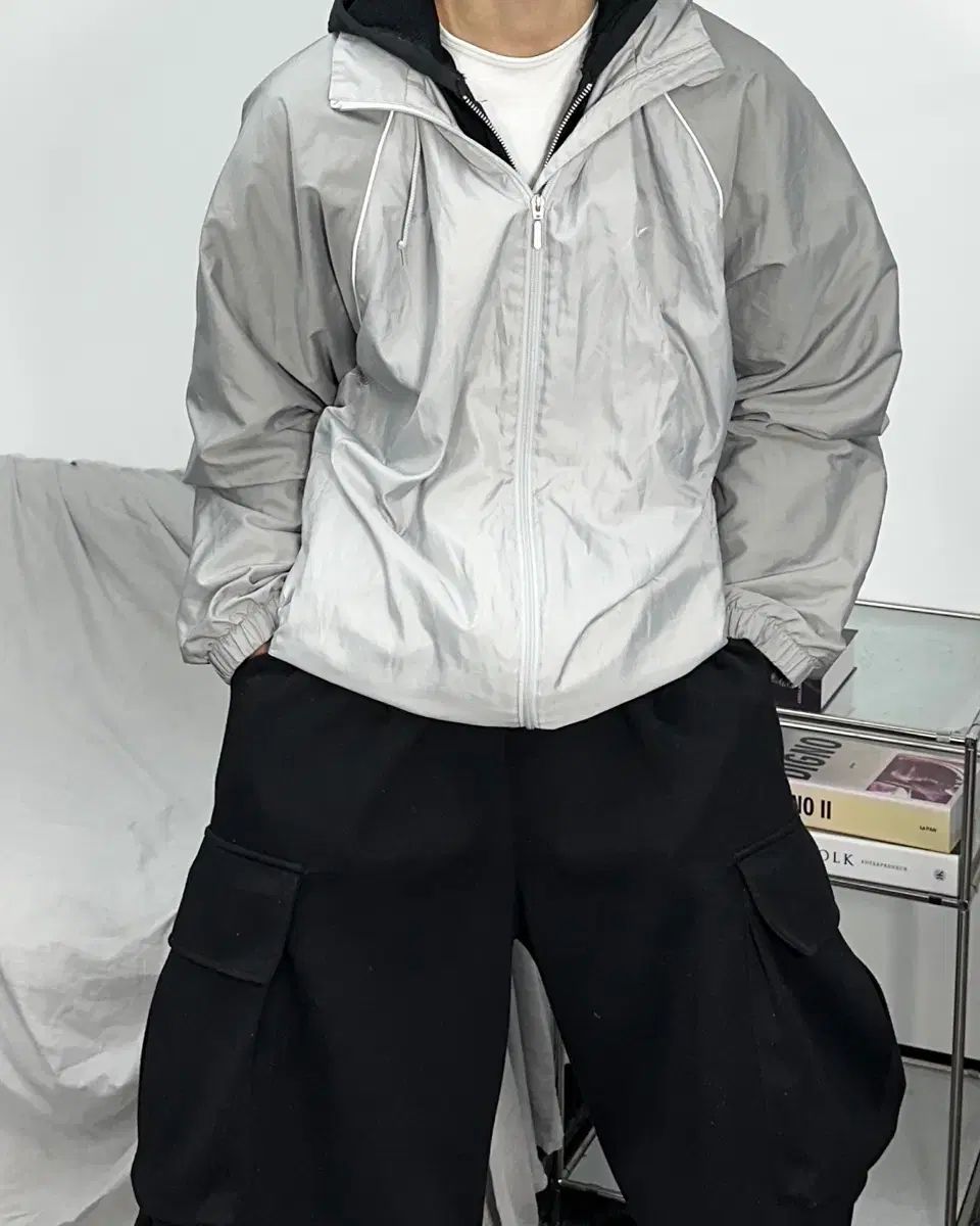 ナイキ 00 s グレー バイカラー ウィンドブレーカー XL