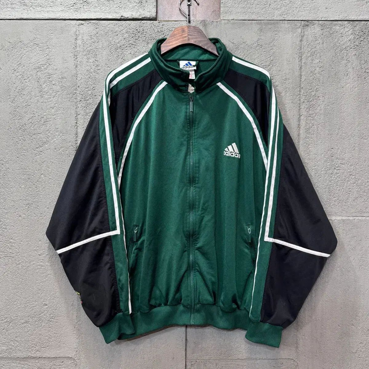 XL 90 s アディダス 緑黒 3本線 ジャージ トラックジャージ