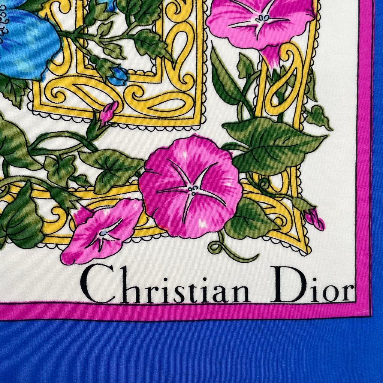 未使用品 Christian Dior クリスチャン ディオール スカーフ シルク 花 