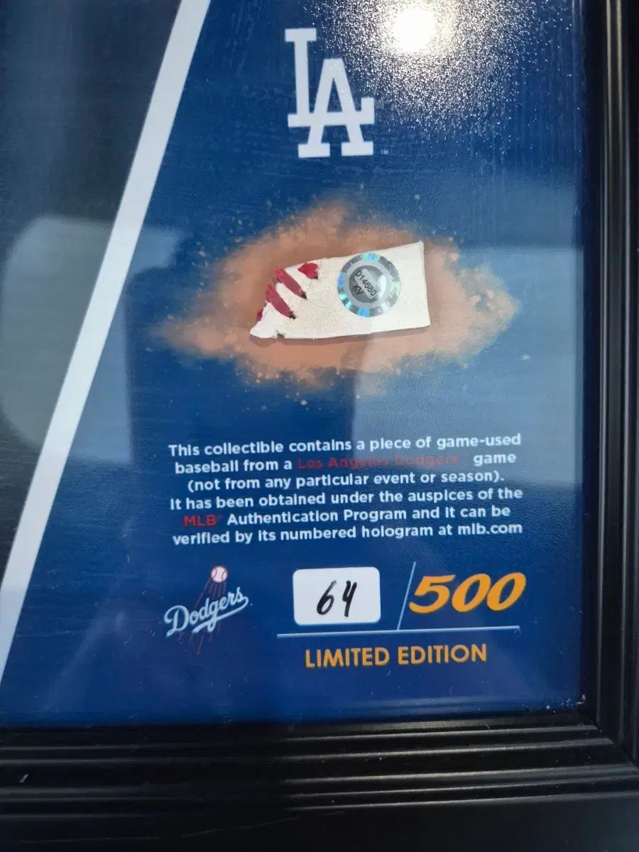 MLB モデル 試合使用 野球ボール 額縁 ドジャーズ カーショー