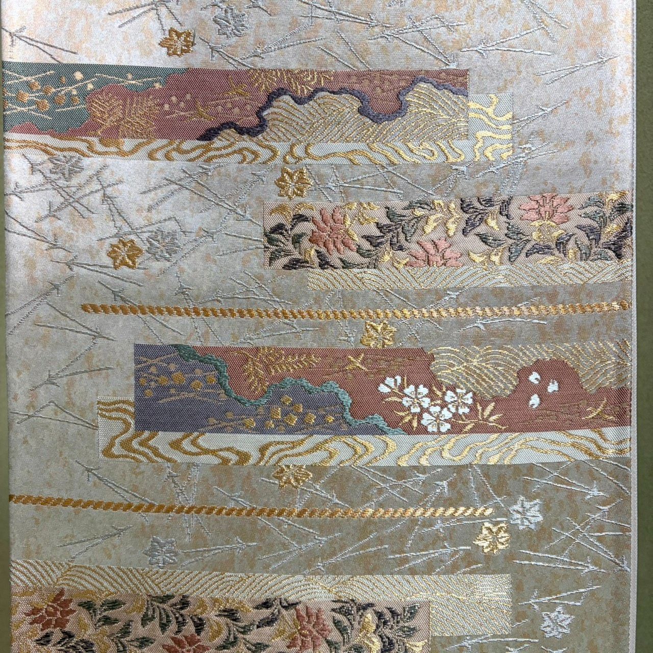  A 237 袋帯 シルバー ゴールド 松葉 袋帯 帯