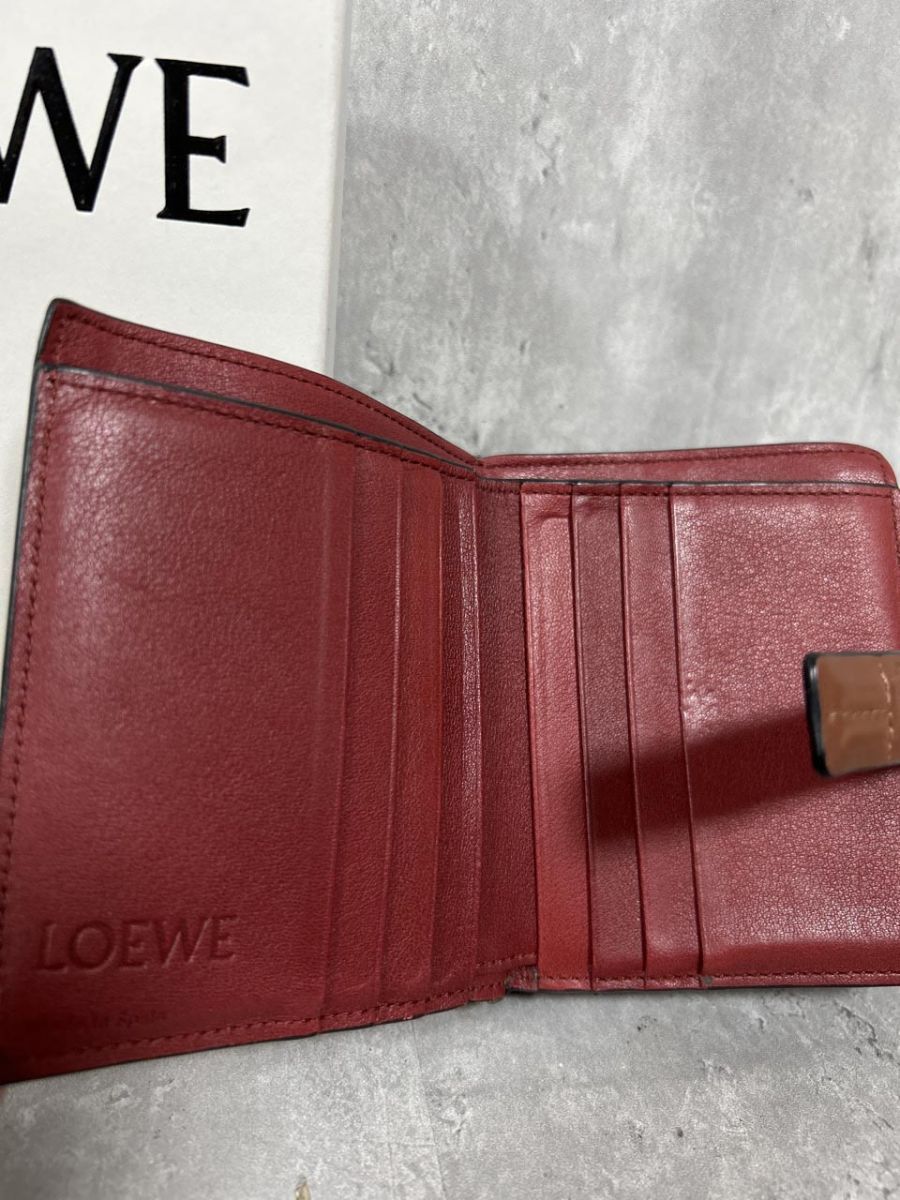  LOEWE ロエベ コンパクトジップウォレット レザー 二つ折り 財布 キャラメル ◎レディース 二つ折り財布 折り財布