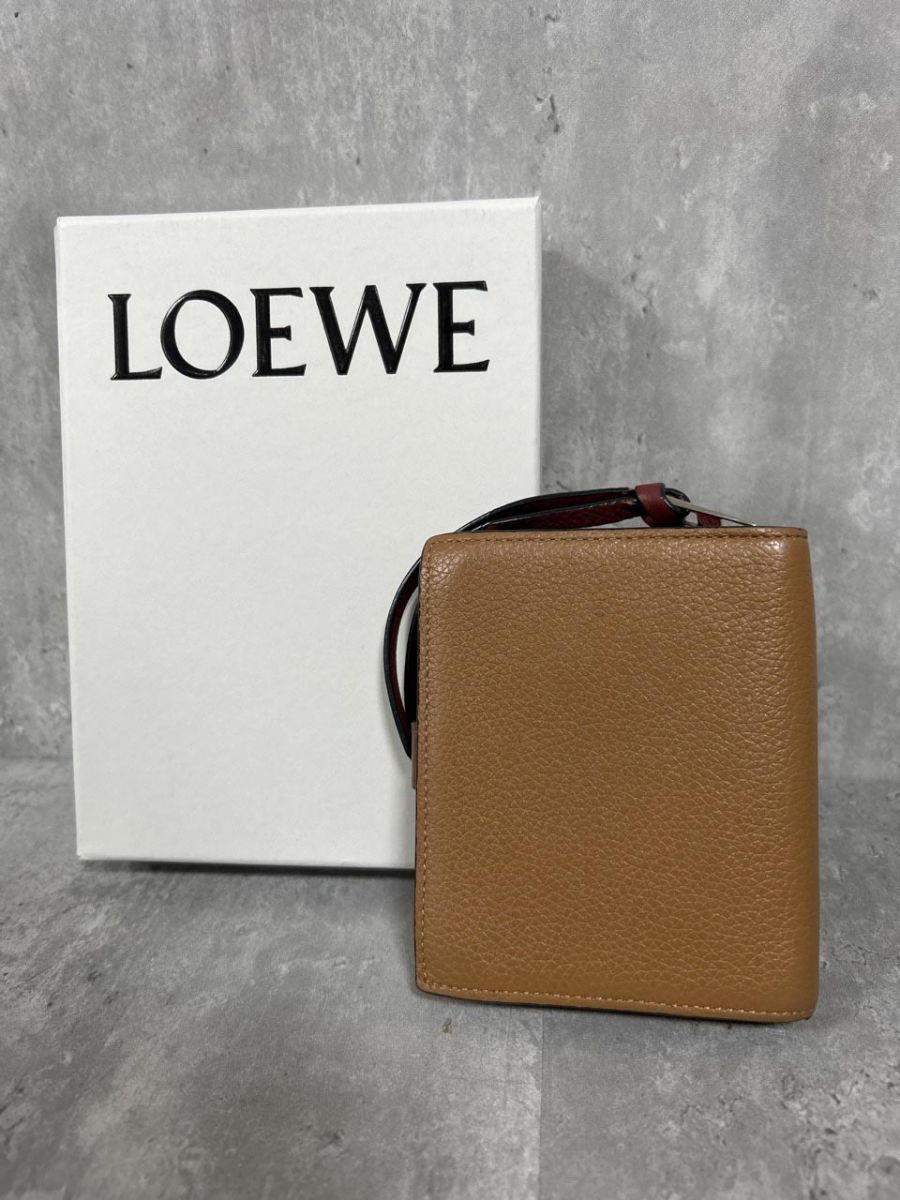 LOEWE ロエベ コンパクトジップウォレット レザー 二つ折り 財布 キャラメル ◎レディース