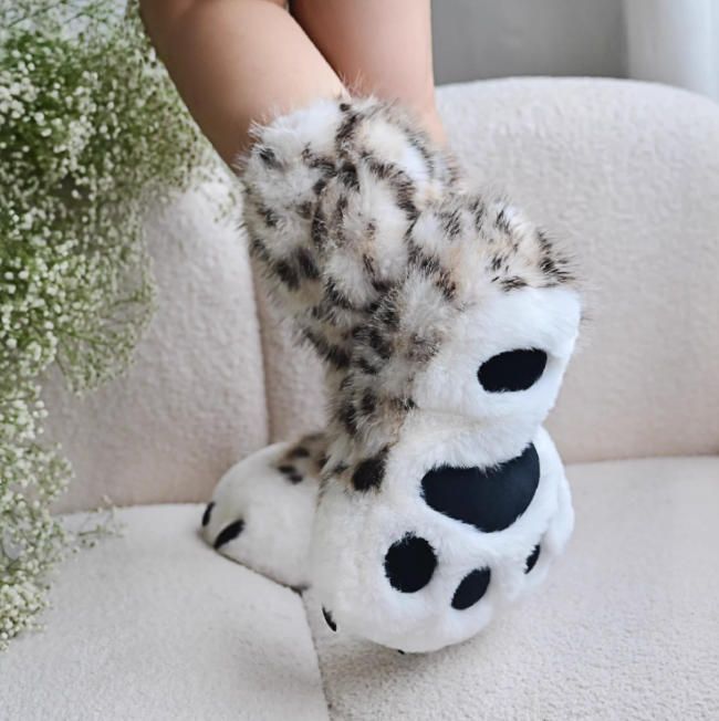 着ぐるみ ケモノ足 室内用 豹柄 フリーサイズ 爪付き ケモノ脚 ファースーツ ケモノ fursuit ぬいぐるみ コスプレ コスチューム