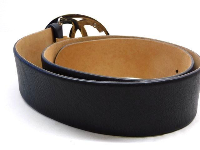 シャネル 00 V レザー ロゴ ココマーク ブラック系×シルバー金具 ベルト 表記サイズ 75 CHANEL □7 L