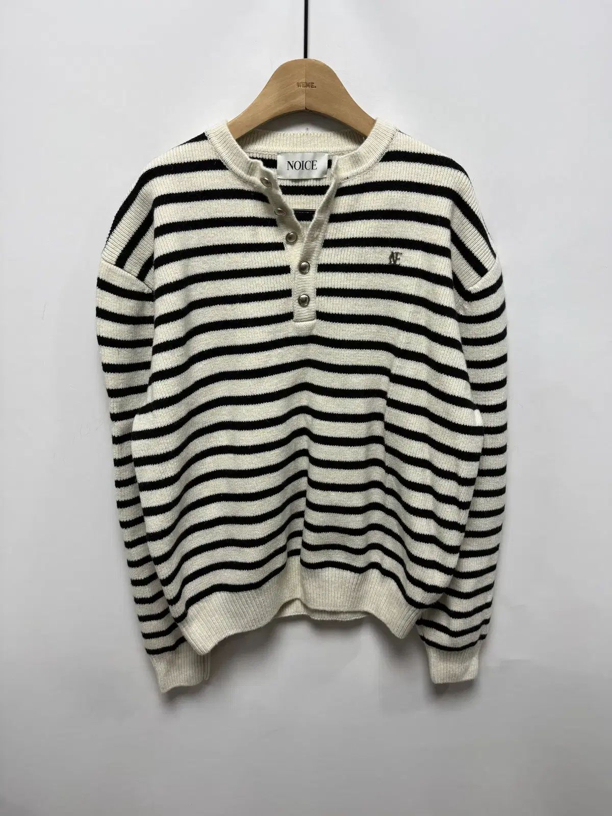 138 NOICE ノイス ストライプ ヘンリーネック ニット