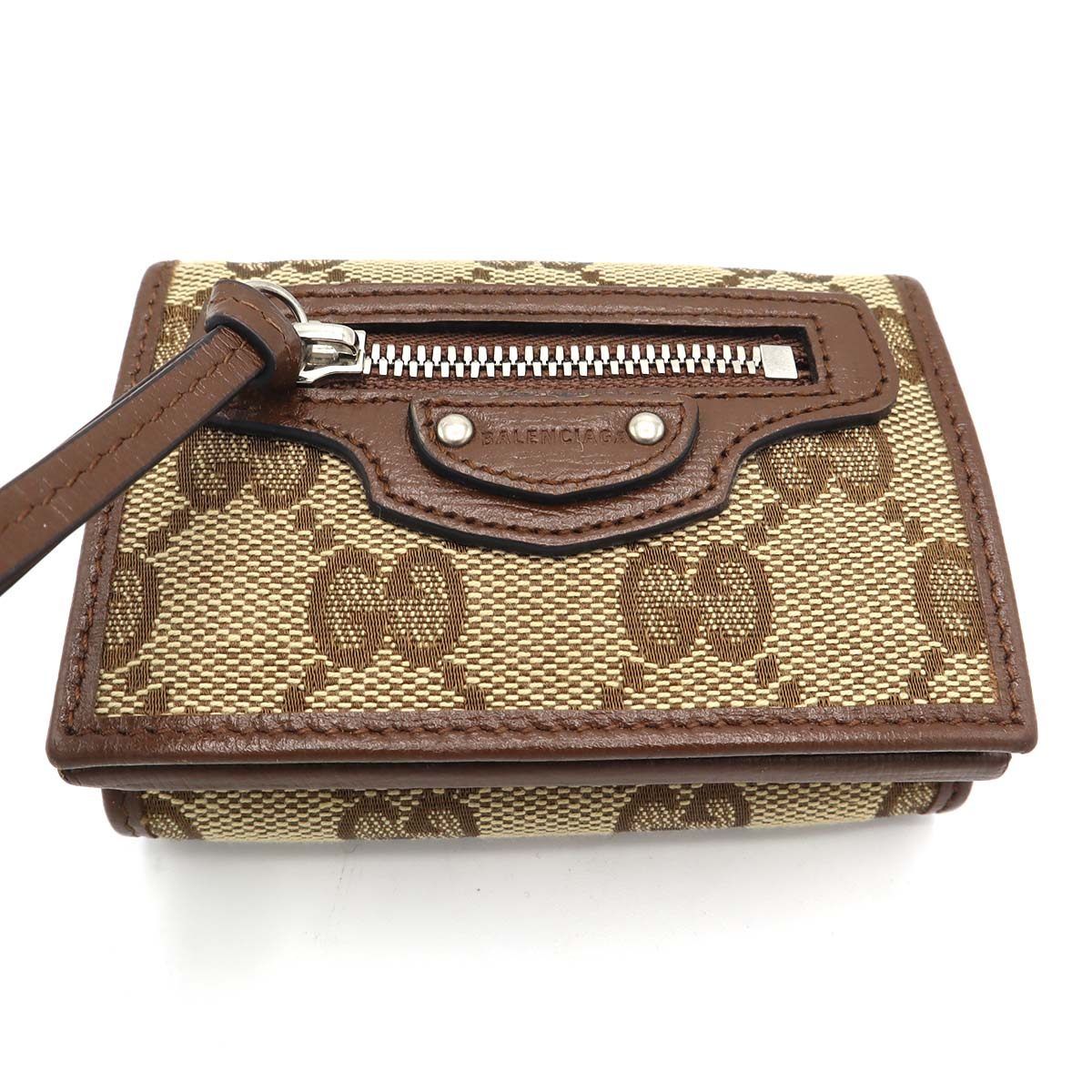 GUCCI× グッチ バレンシアガ コラボ GGキャンバス ベージュ×エボニー 681708 財布 箱有 ok 1460