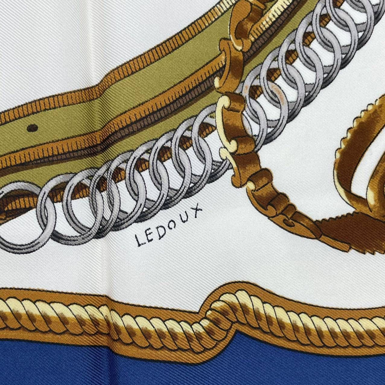 HERMES エルメス スカーフ シルク カレ90 REPRISE 乗馬風景 ネイビー