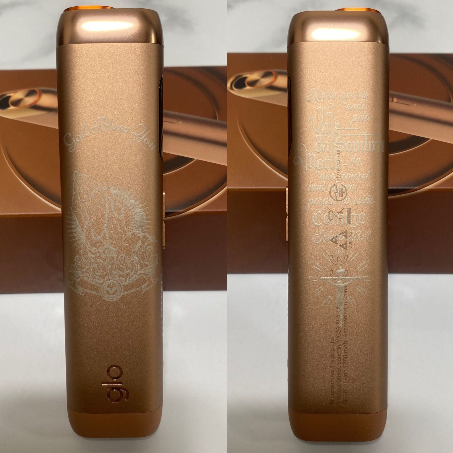 祈り手 聖書 ロザリオ 加工 glo HILO グロー ヒーロ アンバー 金 ゴールド プレイングハンズ 合掌 掌 キリスト 十字架 クロス ♥ オリジナル カスタム