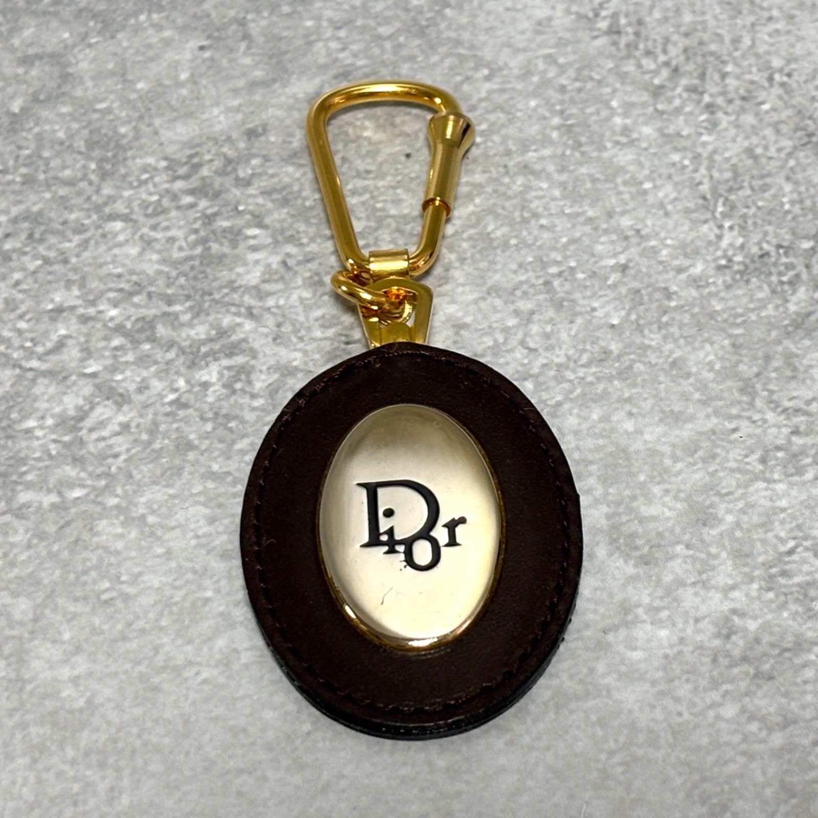 Christian Dior クリスチャンディオール キーホルダー キーリング チャーム レザー ブラウン ゴールド金具 ロゴ ヴィンテージ アクセサリー