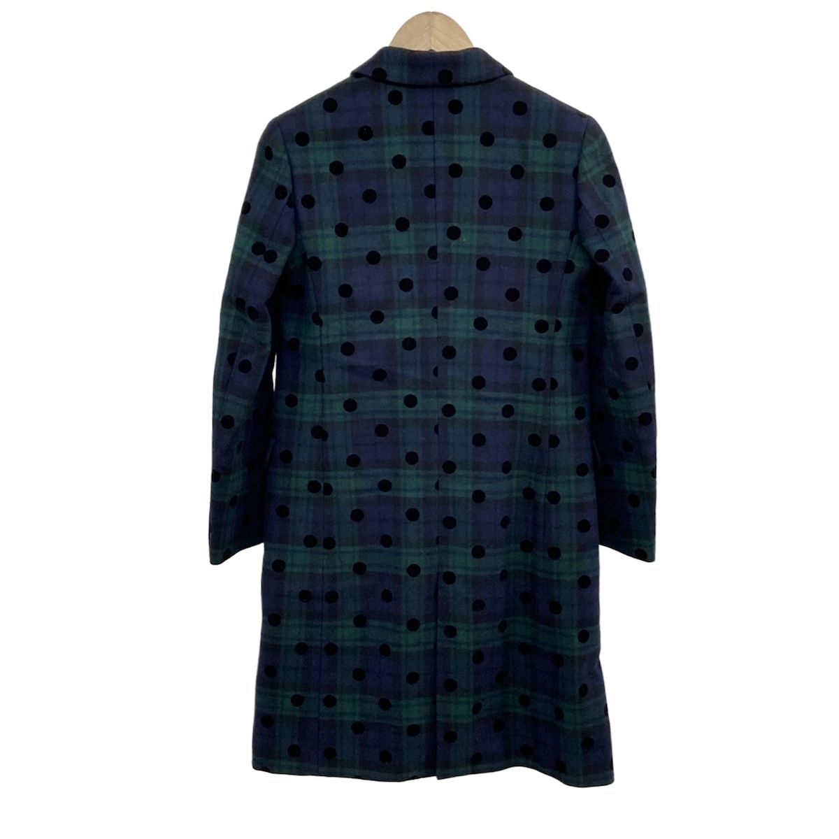 PaulSmith ポールスミス コート サイズ40 L レディース ネイビー×グリーン×マルチ 長袖|秋|冬|チェック柄|ドット柄|PS きちんと感 柔らか素材