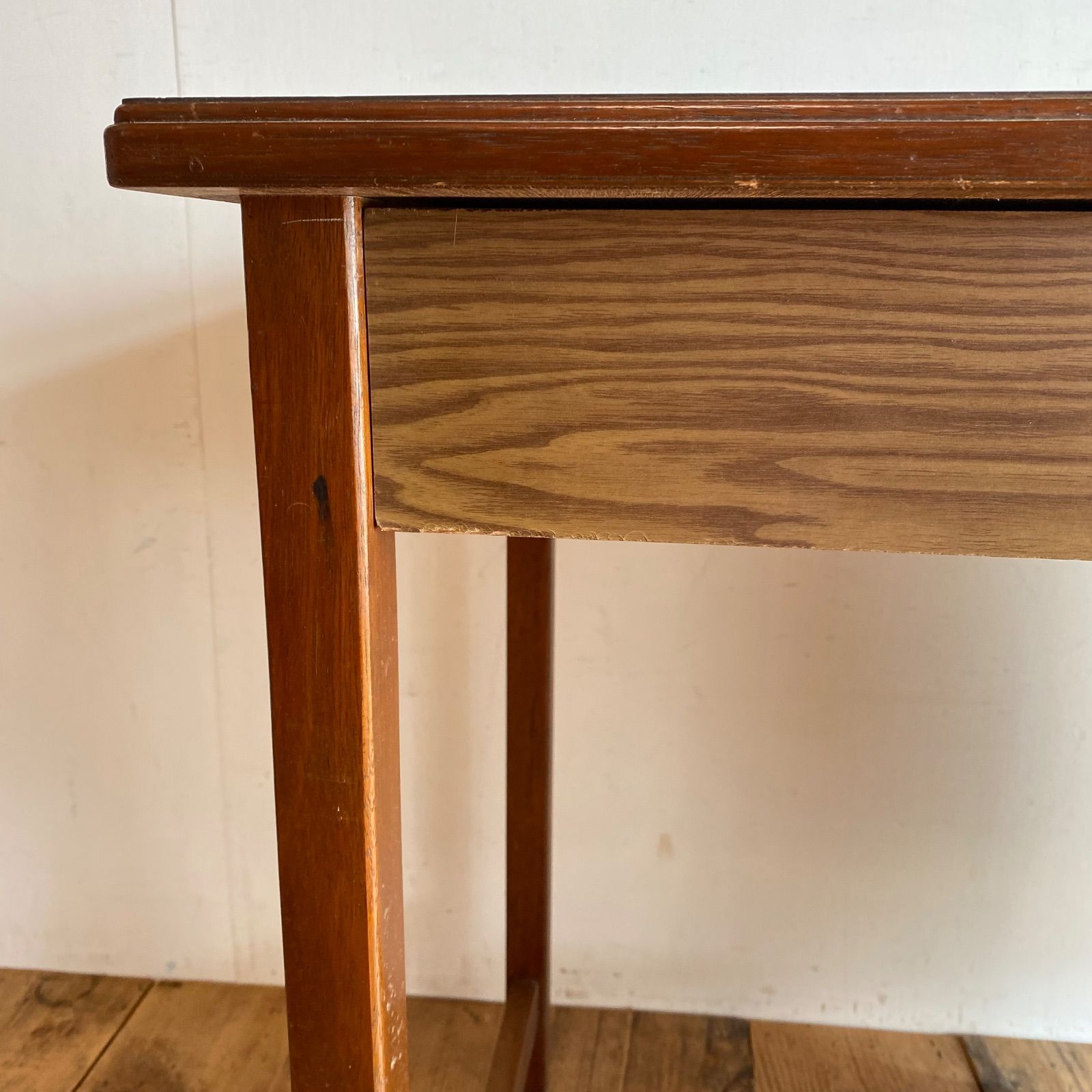 片袖机　古家具　昭和レトロ　木製デスク 文机　作業台 古家具 木製 片袖机 デスク 学習机 作業台 アンティーク レトロ y482