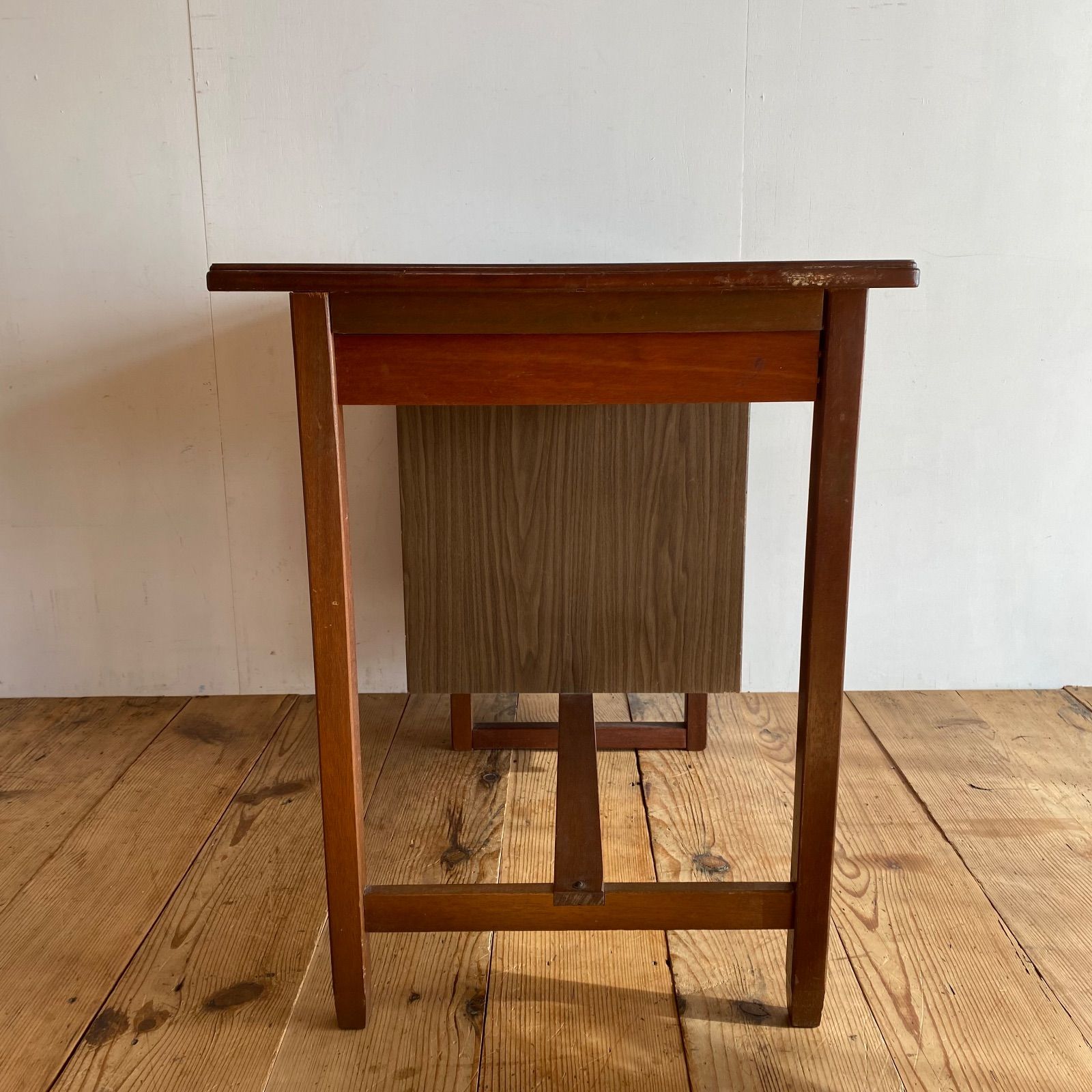 昭和レトロ 片袖 学習机 デスク 勉強机 古家具 アンティーク 古道具 昭和初期のアンティーク片袖机｜ケヤキ天板×ブナ脚・引き出し6