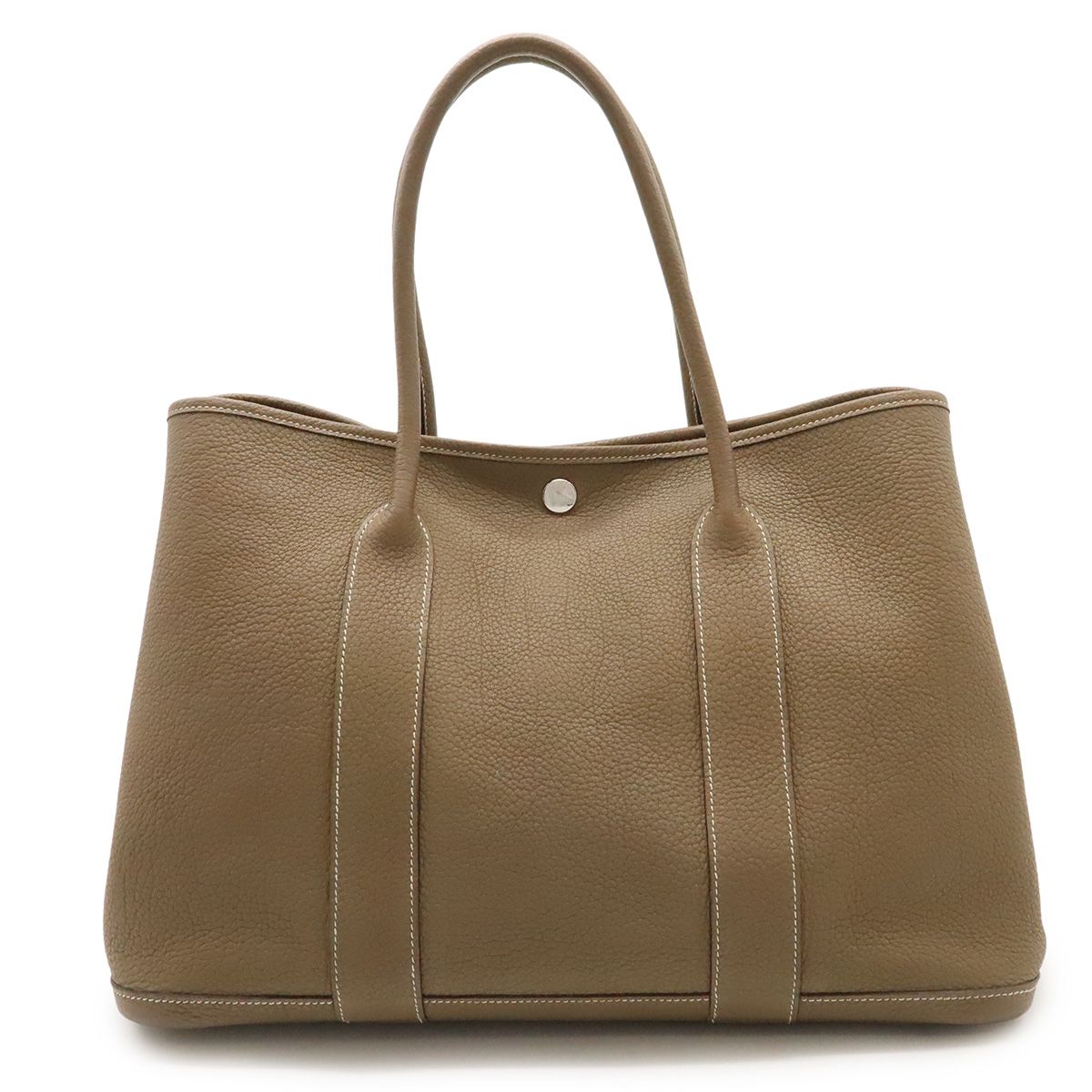 HERMES エルメス ガーデンパーティPM トートバッグ ハンドバッグ ネゴンダ レザー エトゥープ グレージュ シルバー金具 □N刻印