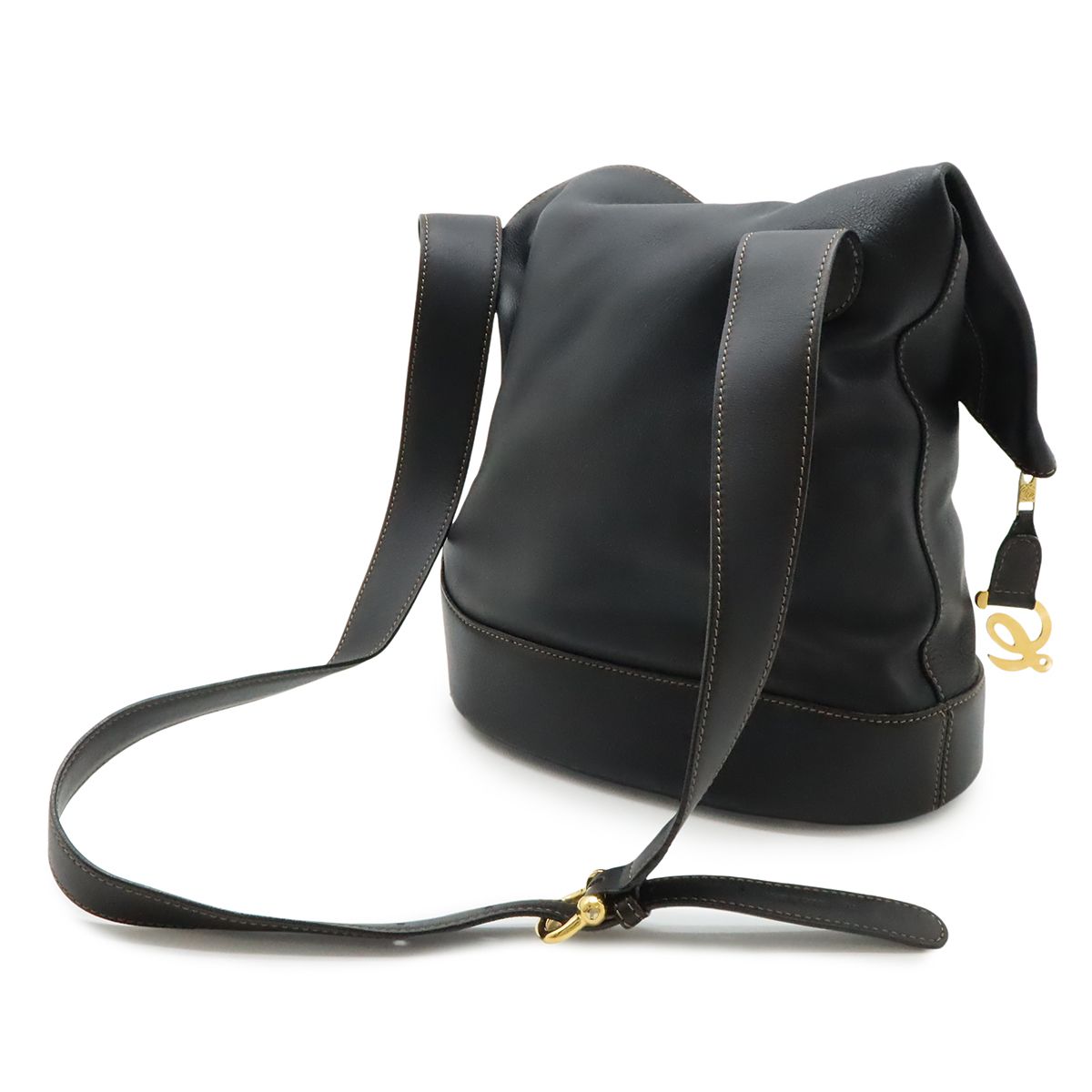 LOEWE ロエベ アントン ショルダーバッグ 斜め掛け レザー ブラック 黒