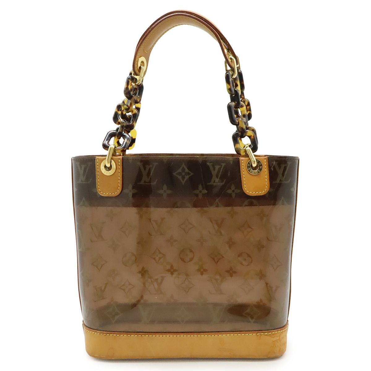 LOUIS VUITTON ルイ ヴィトン モノグラムビニール カバ アンブルPM トートバッグ ショルダー プラスチックチェーン ブラウン ポーチ M 92502