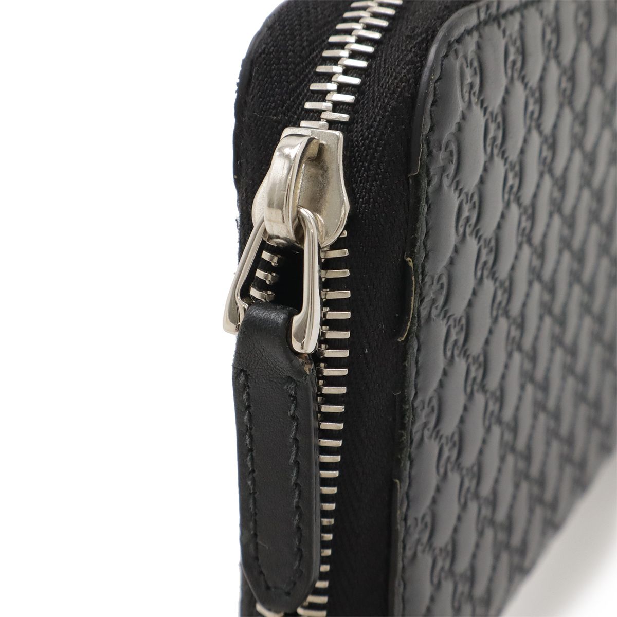 GUCCI グッチ マイクログッチシマ ラウンドファスナー 長財布 レザー