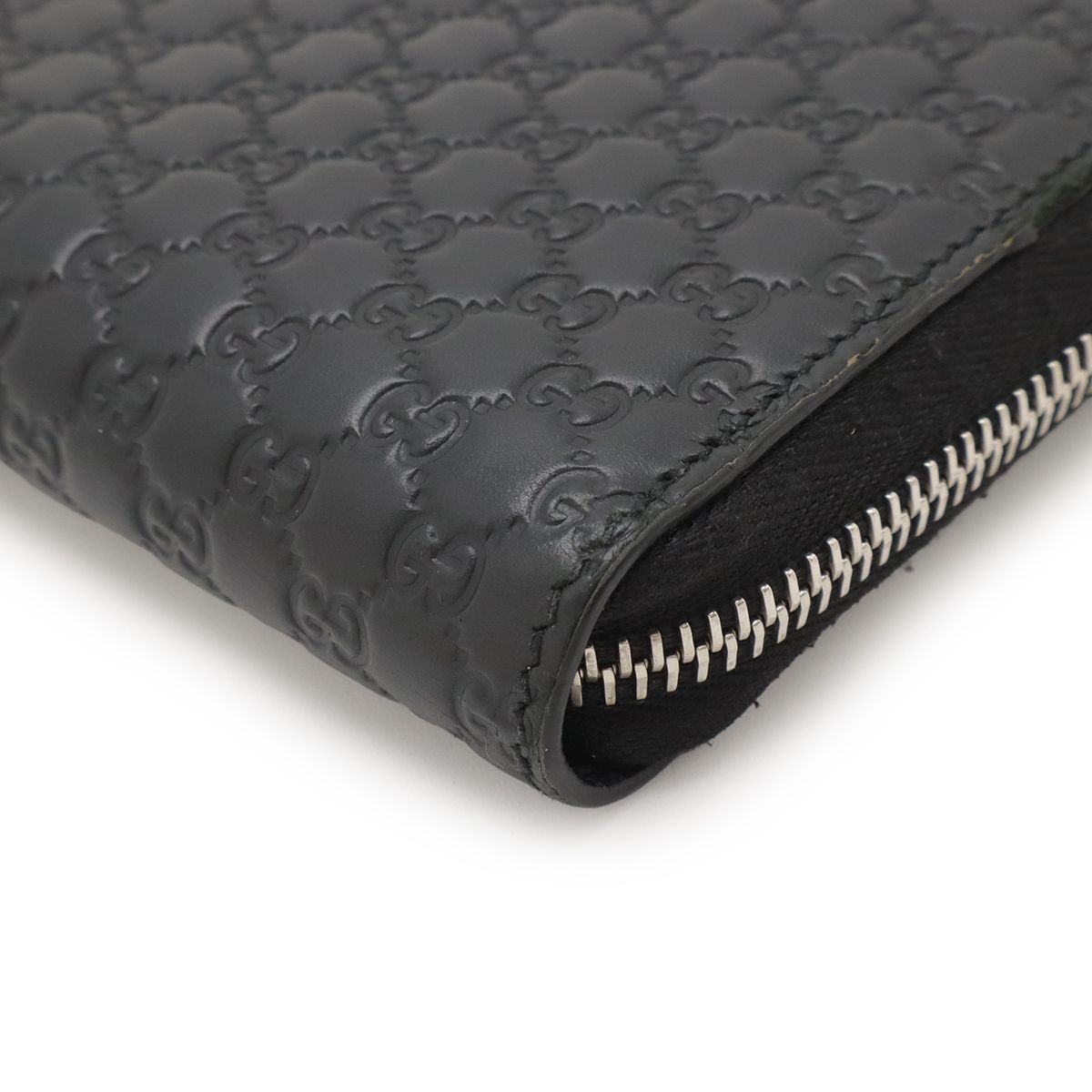 GUCCI グッチ マイクログッチシマ ラウンドファスナー 長財布 レザー